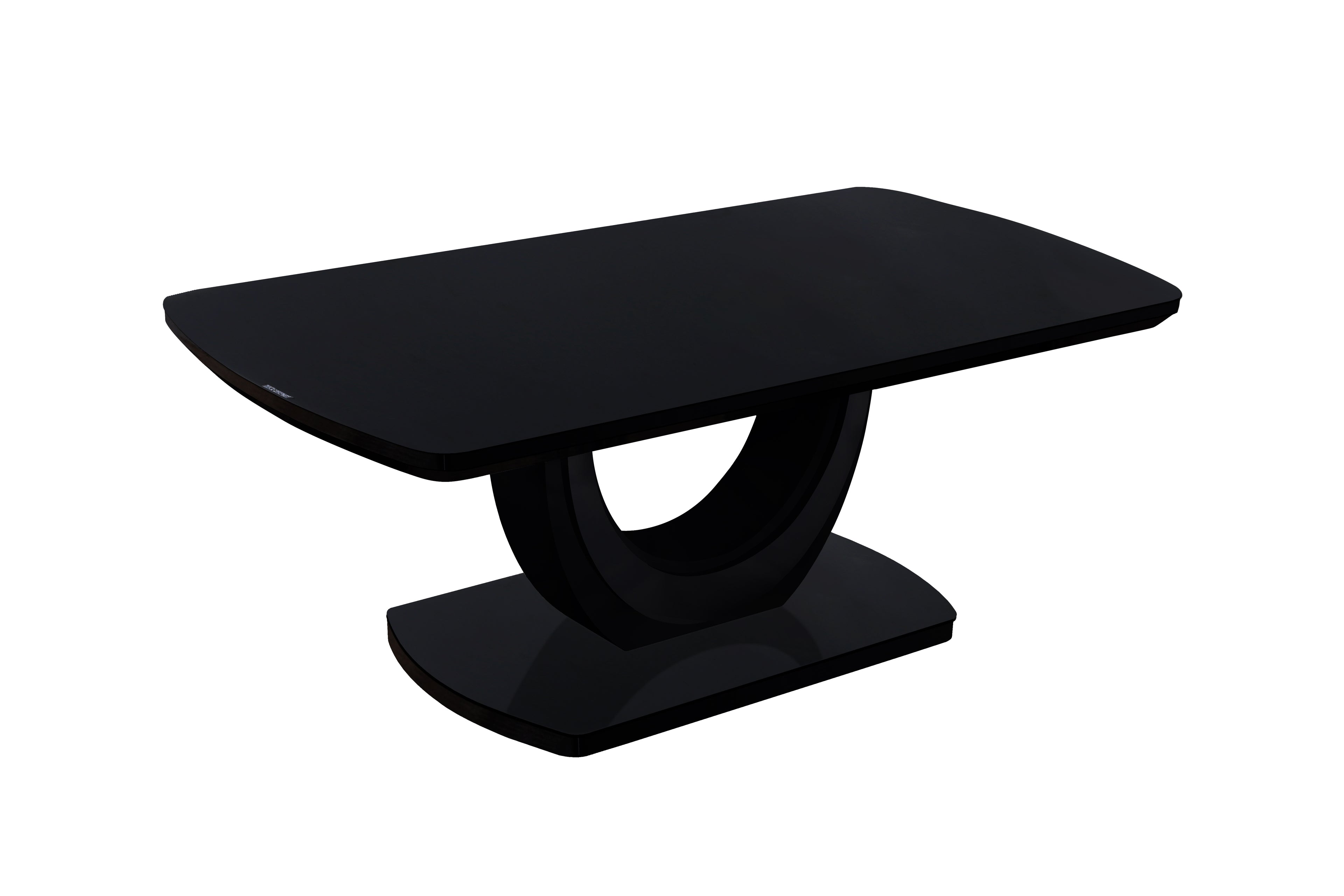 Marano Black High Gloss Coffee Table with U-shaped pedestal base - front view