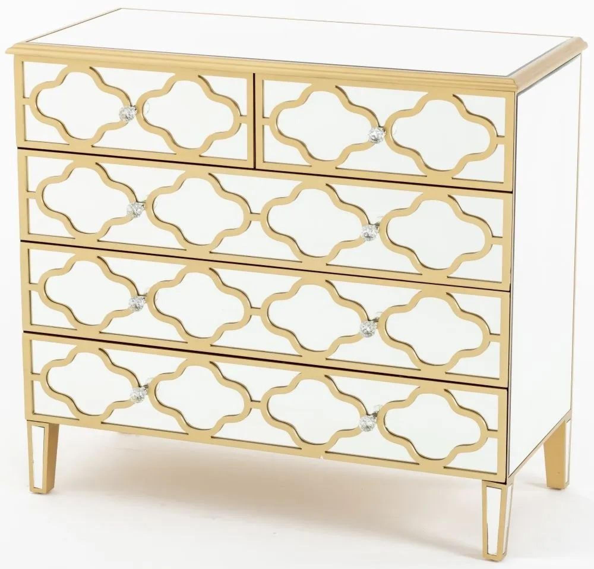 Aurelia Mirrored Gold Trim 3+2 Drawer Chest