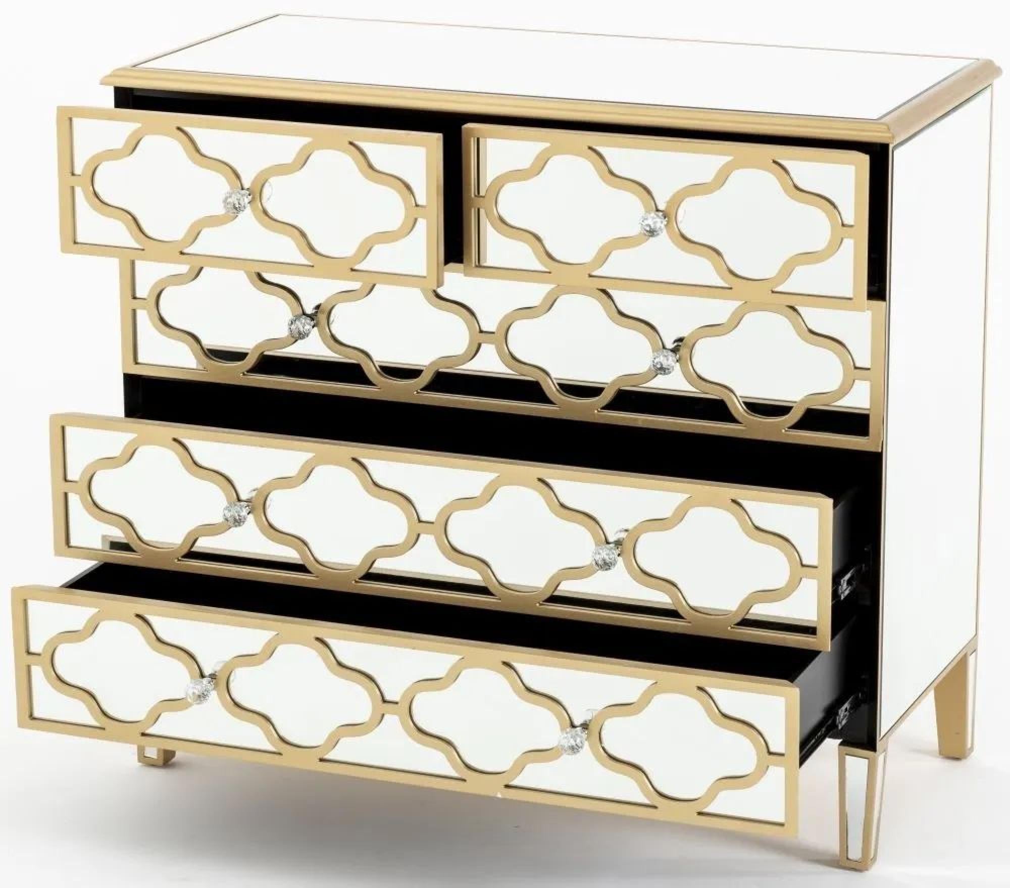 Aurelia Mirrored Gold Trim 3+2 Drawer Chest
