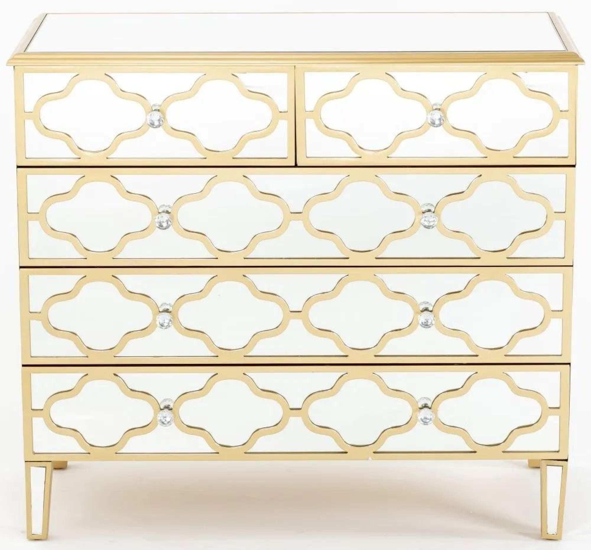Aurelia Mirrored Gold Trim 3+2 Drawer Chest