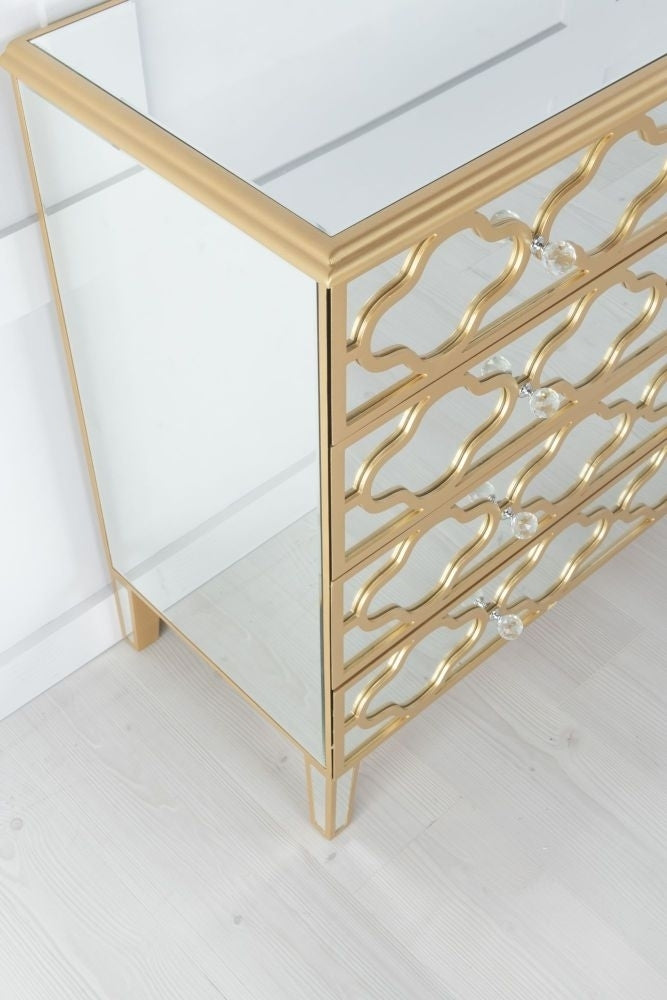 Aurelia Mirrored Gold Trim 3+2 Drawer Chest