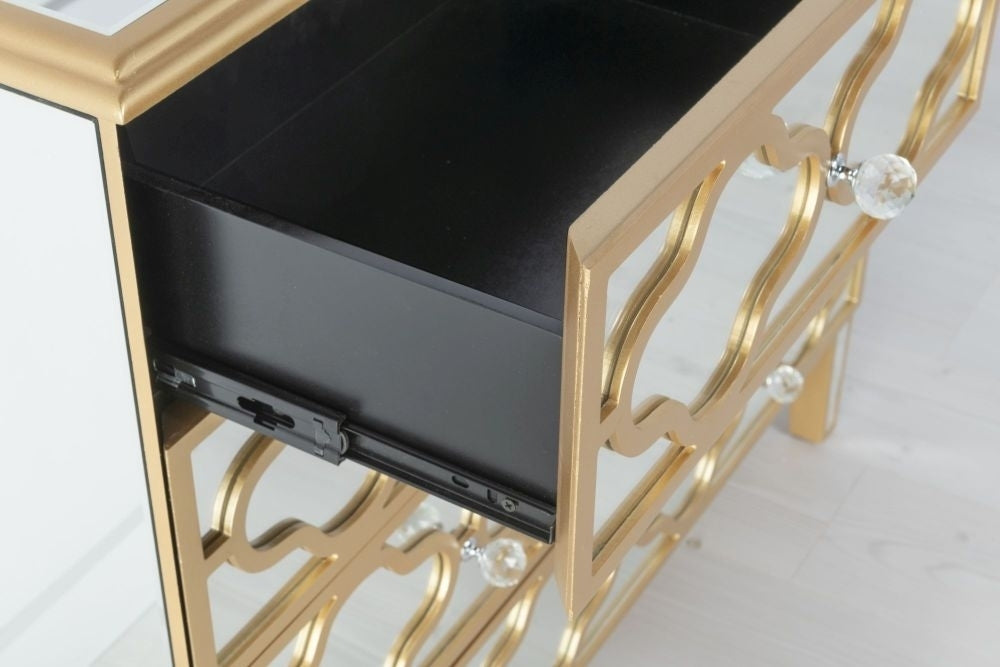Aurelia Mirrored Gold Trim 3+2 Drawer Chest