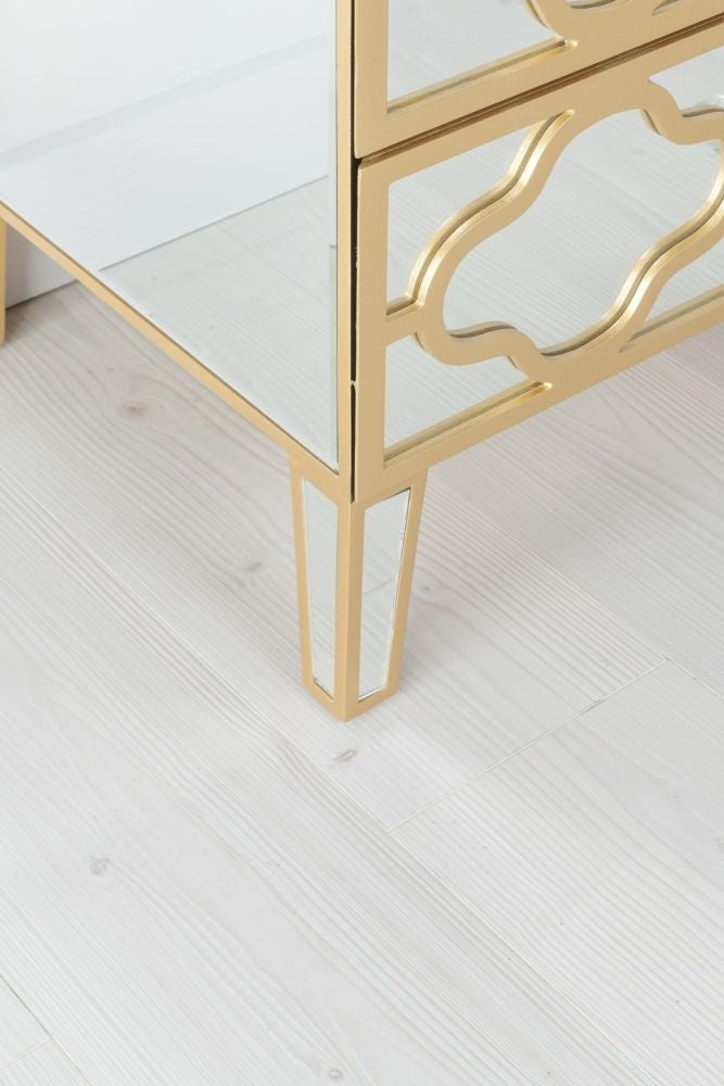 Aurelia Mirrored Gold Trim 3+2 Drawer Chest