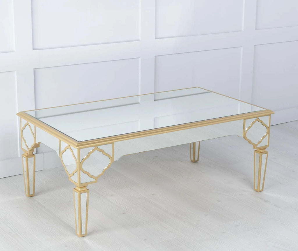 Aurelia Mirrored Gold Trim MDF Coffee Table