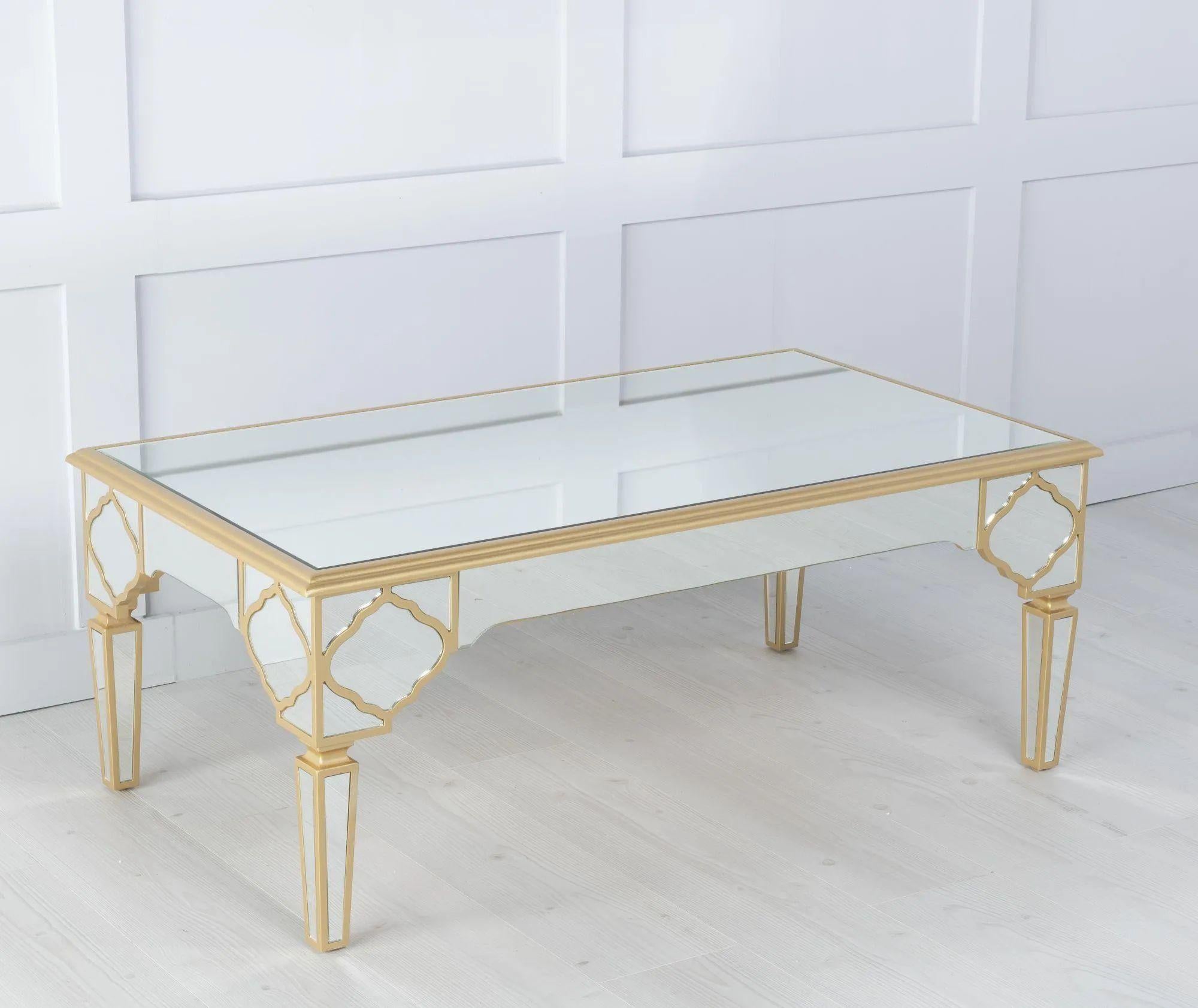 Aurelia Mirrored Gold Trim MDF Coffee Table