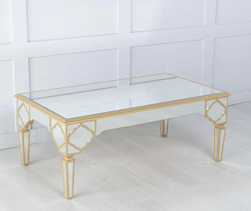 Aurelia Mirrored Gold Trim MDF Coffee Table
