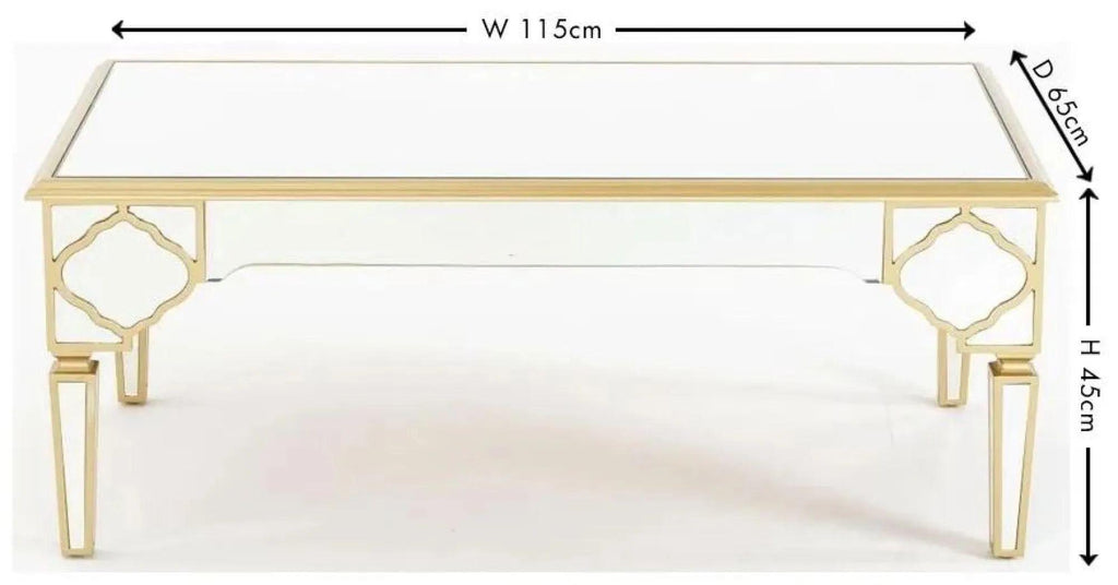 Aurelia Mirrored Gold Trim MDF Coffee Table