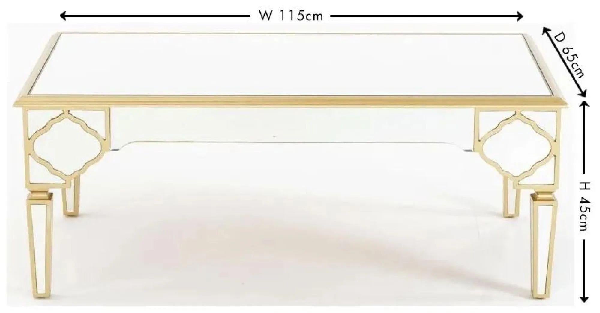 Aurelia Mirrored Gold Trim MDF Coffee Table