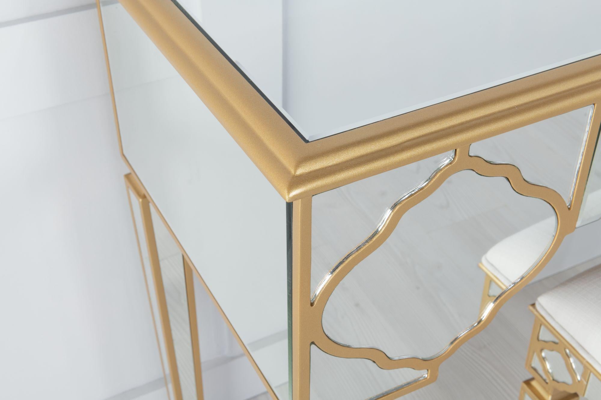 Aurelia Mirrored Gold Trim Dressing Stool