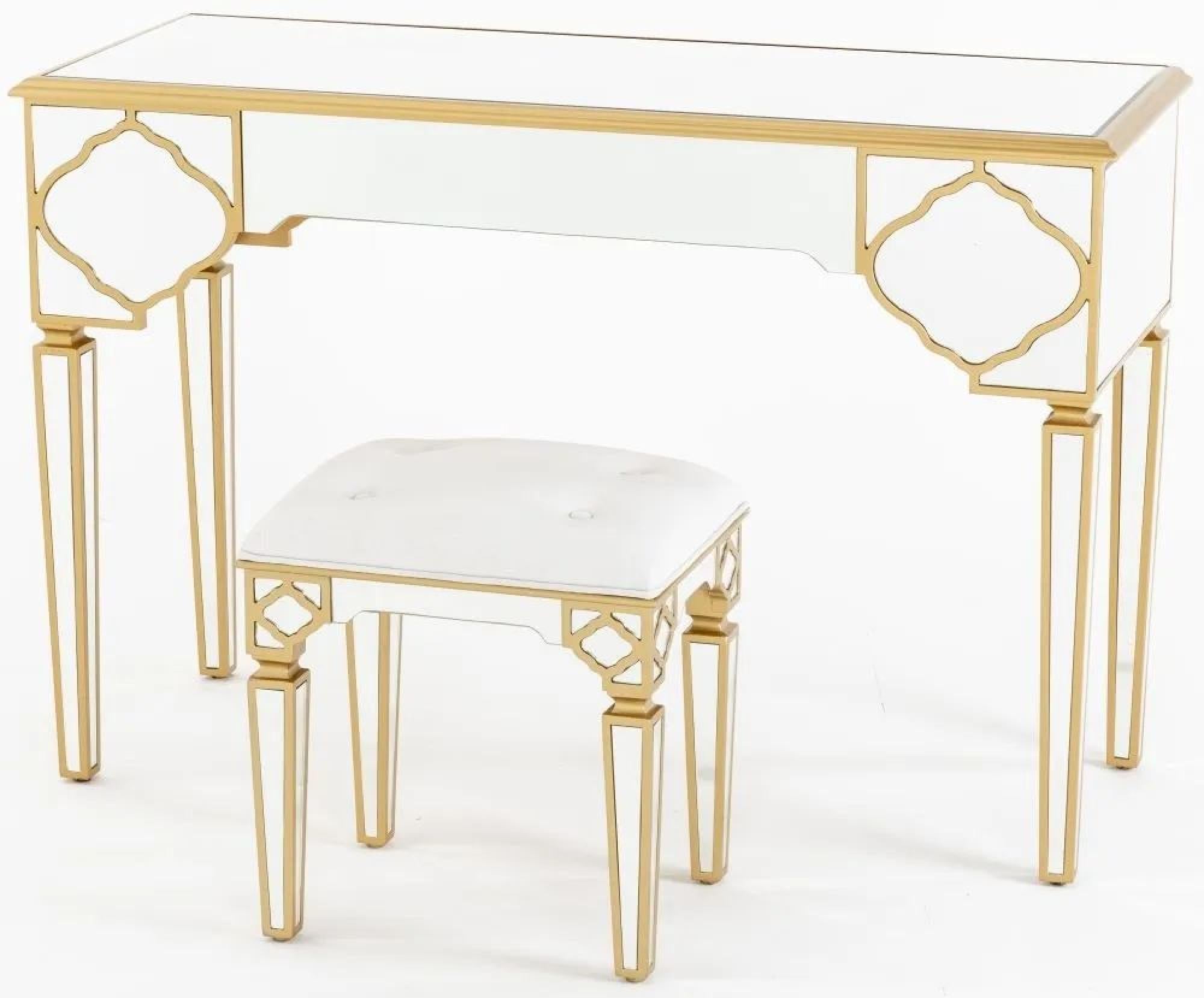 Aurelia Mirrored Gold Trim Dressing Table