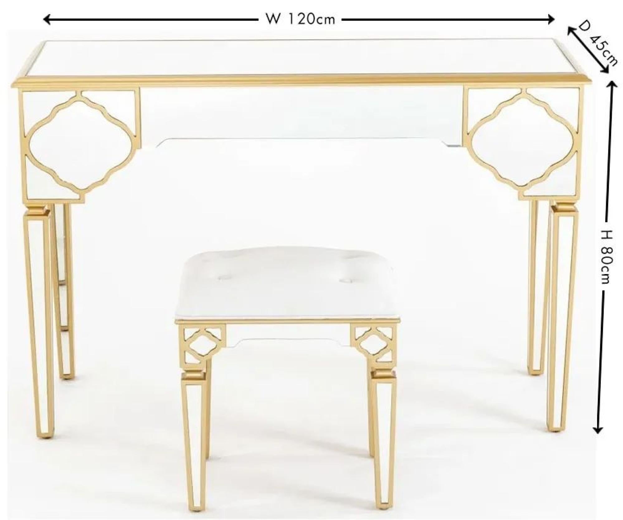 Aurelia Mirrored Gold Trim Dressing Table
