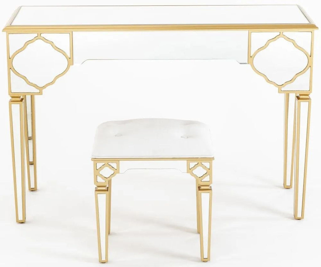 Aurelia Mirrored Gold Trim Dressing Table