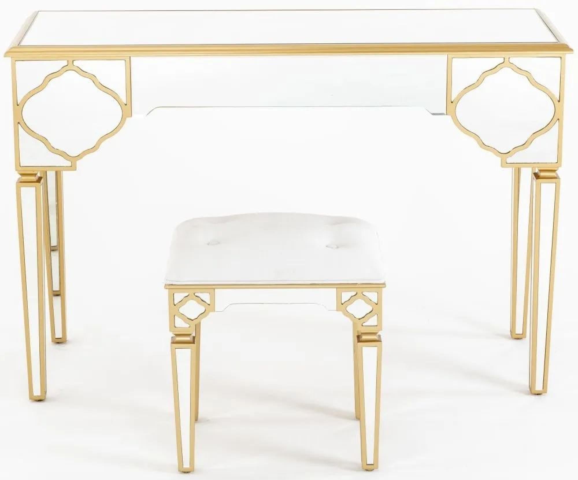 Aurelia Mirrored Gold Trim Dressing Table