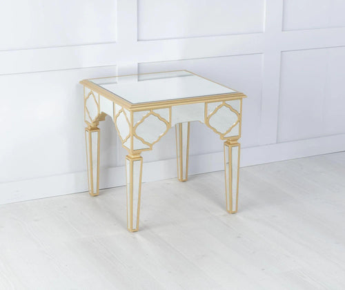 Aurelia Mirrored Gold Trim MDF End Table