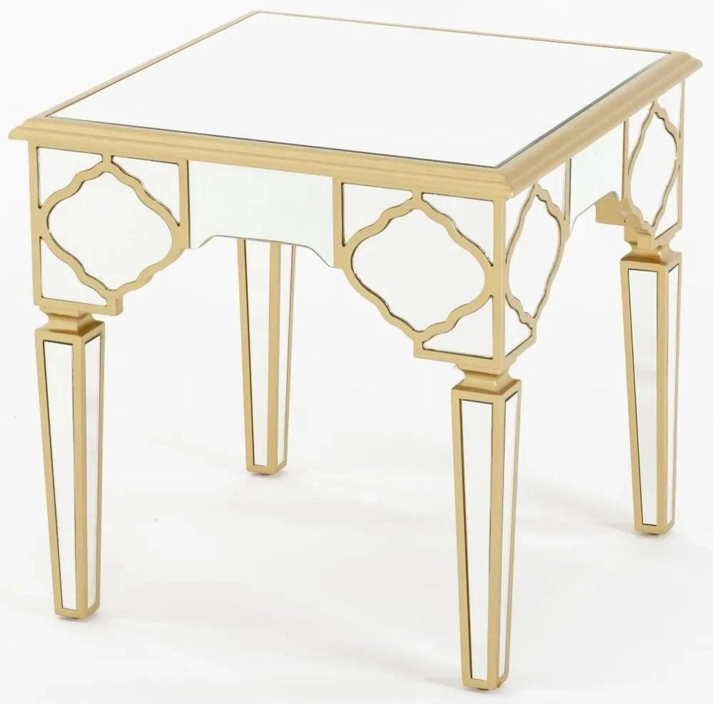 Aurelia Mirrored Gold Trim MDF End Table