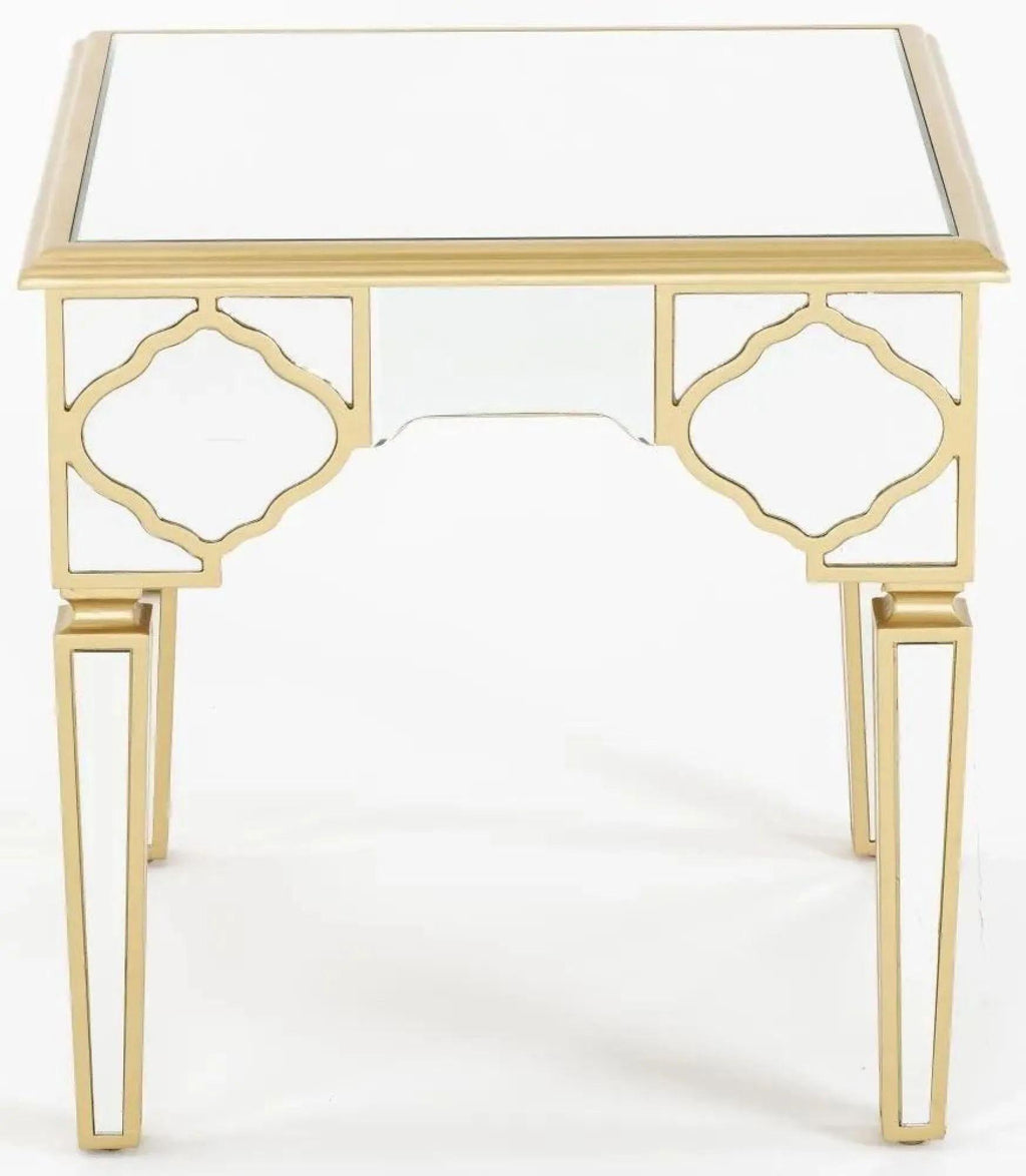Aurelia Mirrored Gold Trim MDF End Table