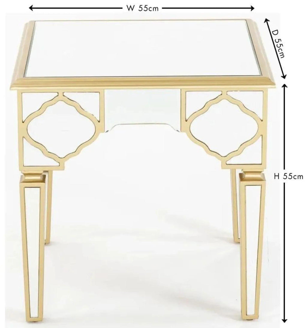 Aurelia Mirrored Gold Trim MDF End Table