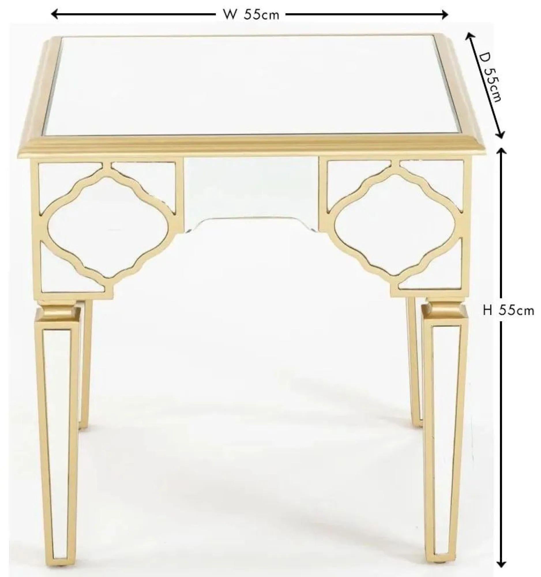 Aurelia Mirrored Gold Trim MDF End Table