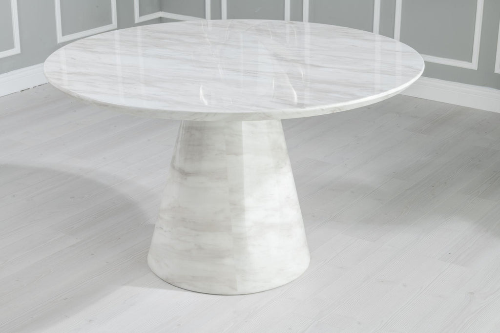 Cannes White Engineered Marble Round Dining Table 130cm