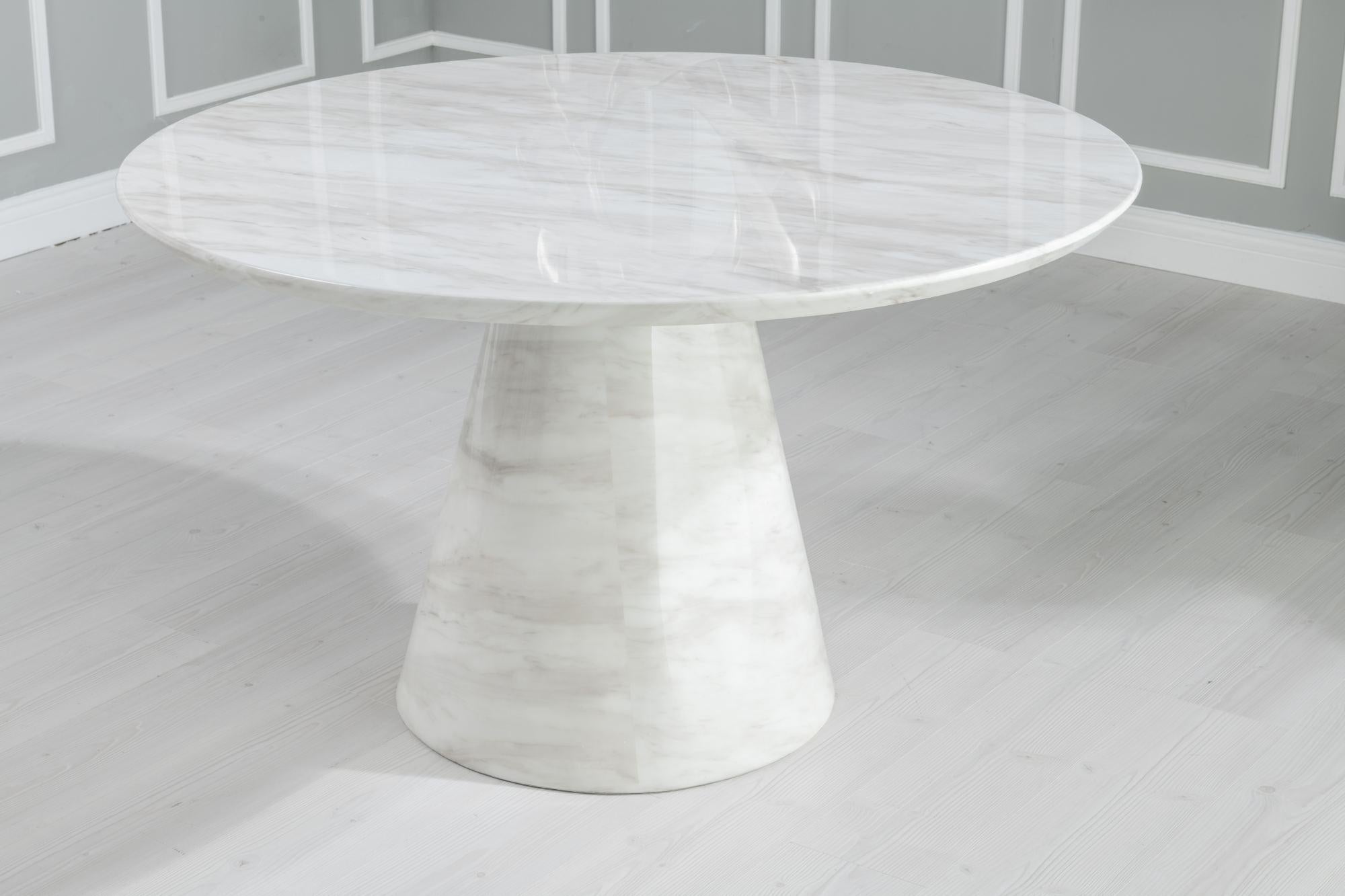 Cannes White Engineered Marble Round Dining Table 130cm