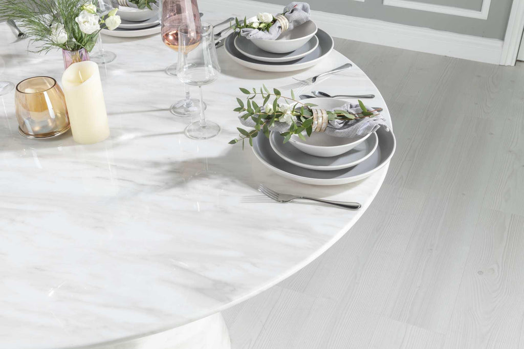 Cannes White Engineered Marble Round Dining Table 130cm