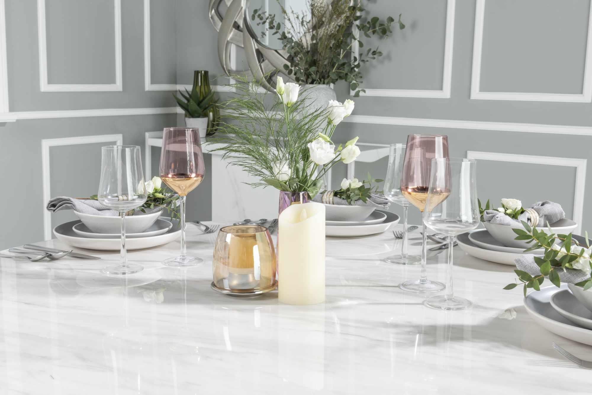 Cannes White Engineered Marble Round Dining Table 130cm