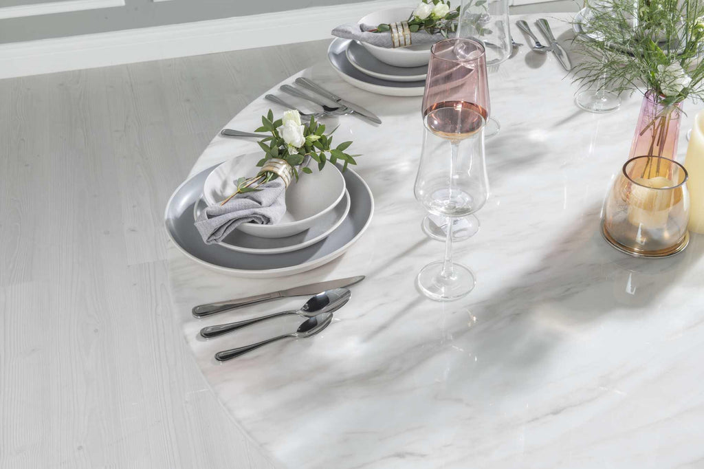 Cannes White Engineered Marble Round Dining Table 130cm