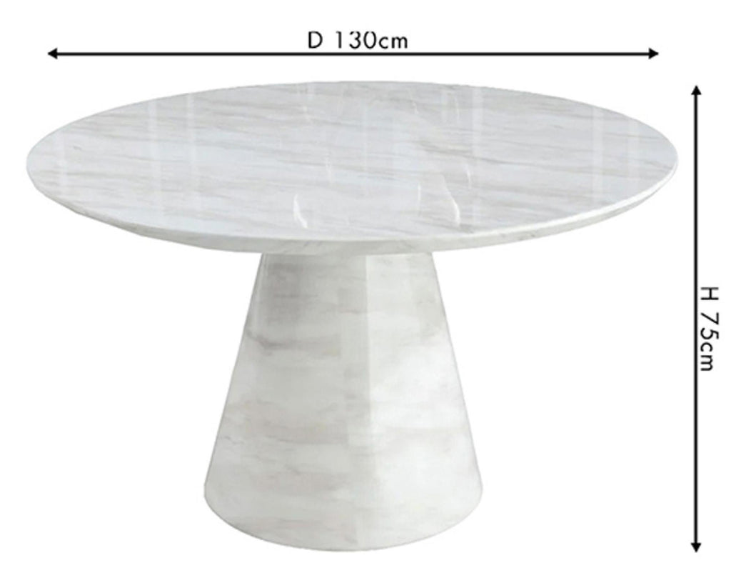 Cannes White Engineered Marble Round Dining Table 130cm