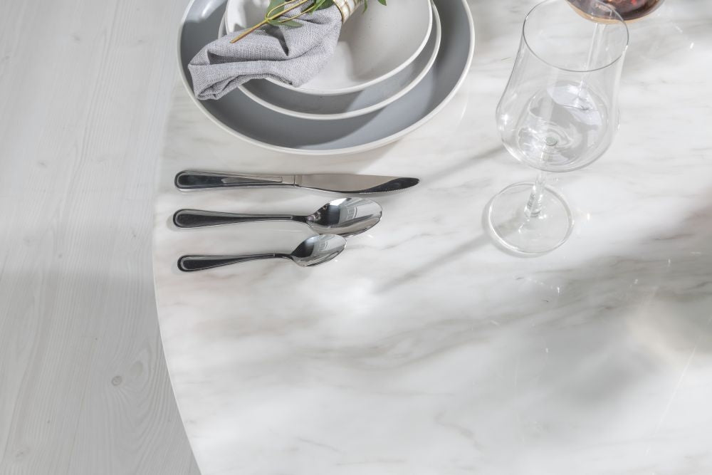 Cannes White Engineered Marble Round Dining Table 130cm