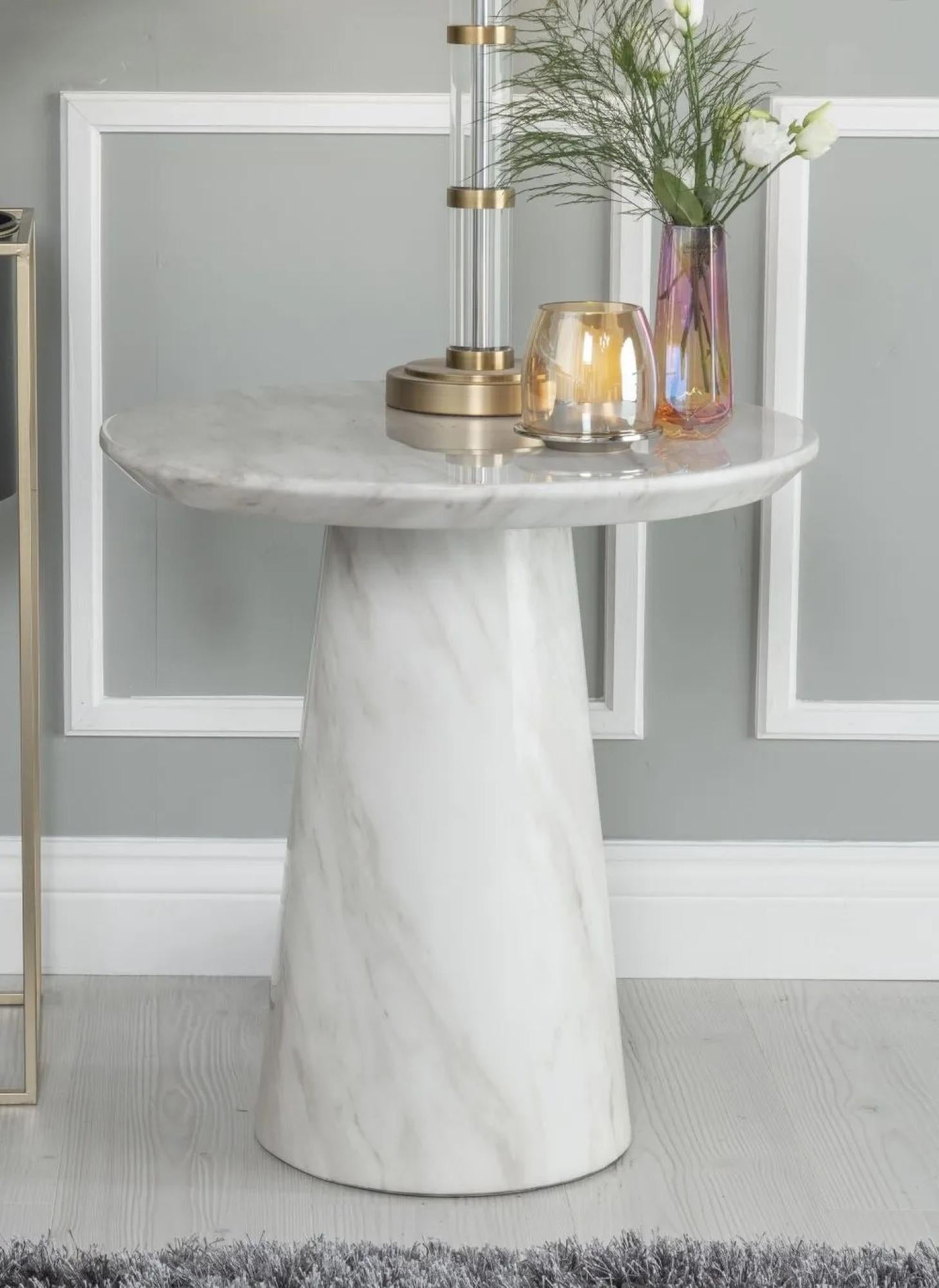 Cannes Engineered Marble Round End Table