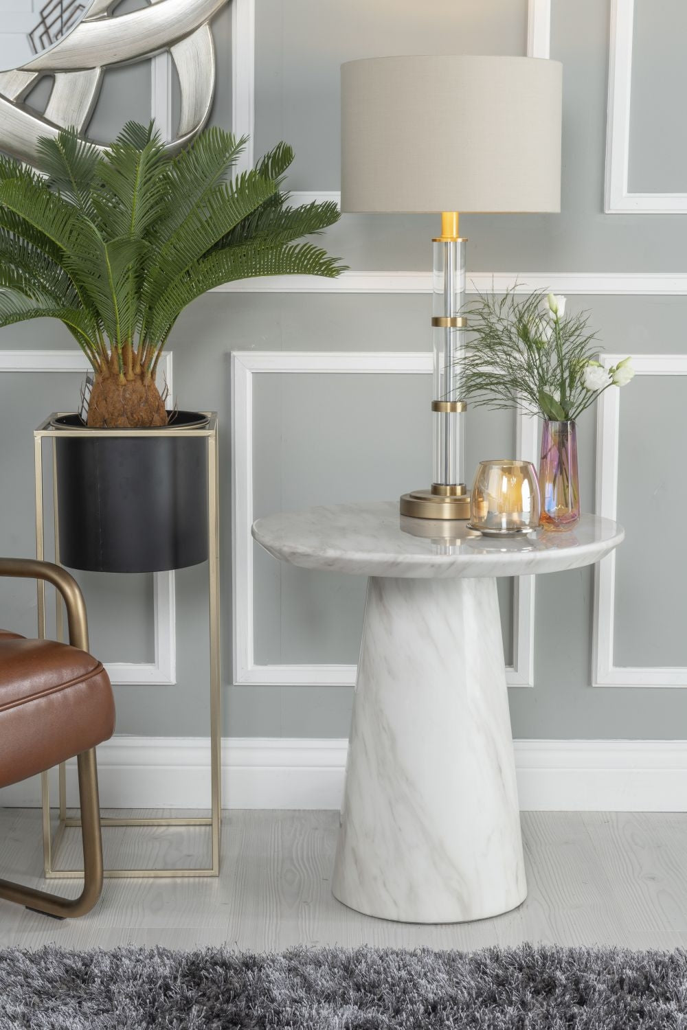 Cannes Engineered Marble Round End Table