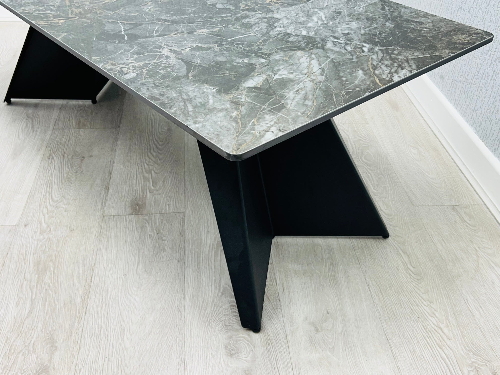 Chicago Black Ceramic Marble-Effect Coffee Table - side view