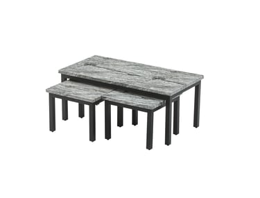 Metro White Grey Sintered Stone Nest of Tables with black metal legs - front view