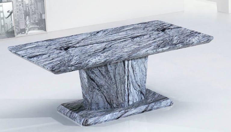 Roma Grey Marble-Effect Coffee Table with matching pedestal base