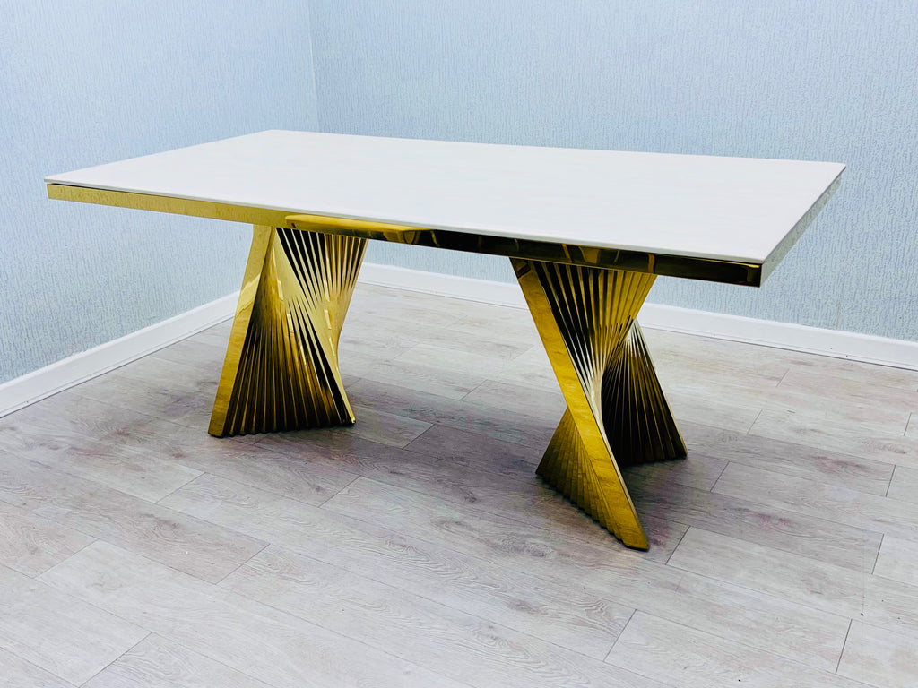 Ravello Cream Ceramic Marble-Effect Coffee Table - side view