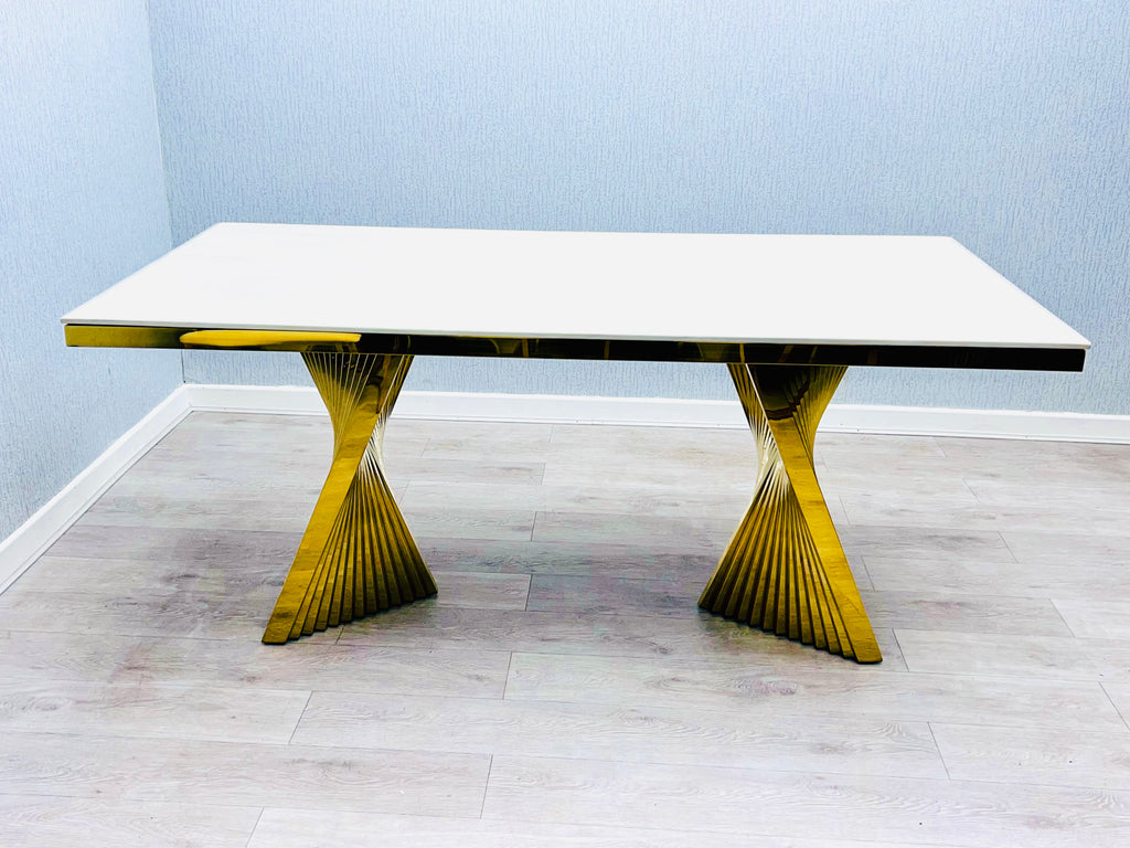 Ravello Cream Ceramic Marble-Effect Coffee Table - angled view