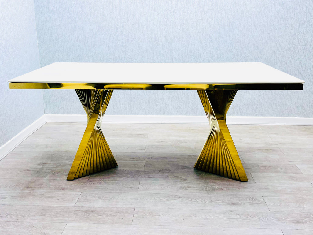 Ravello Cream Ceramic Marble-Effect Coffee Table - base detail
