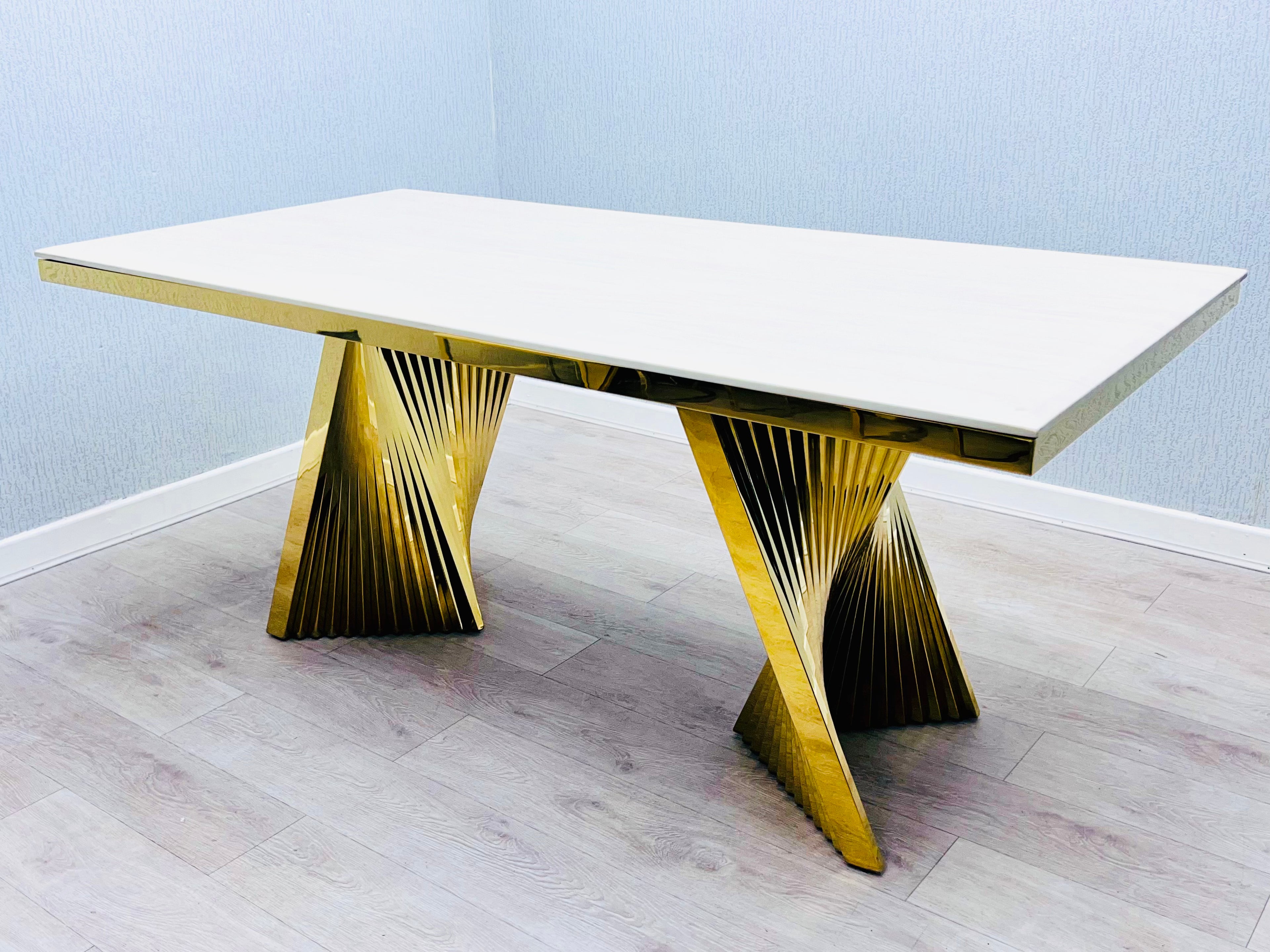 Ravello Cream Ceramic Marble-Effect Coffee Table - top view