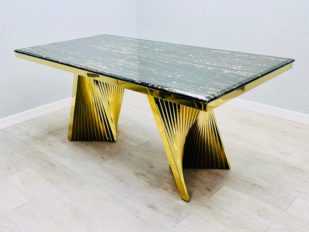 Ravello Black Ceramic Marble-Effect Coffee Table - base detail