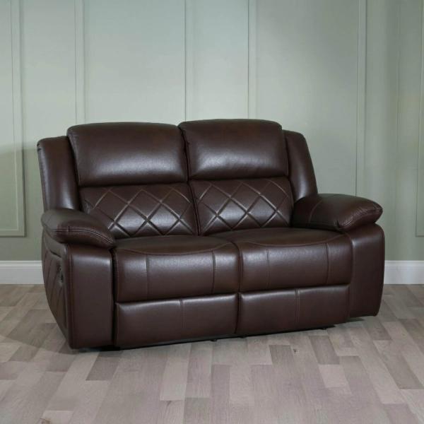 Declo Brown Leather Manual Recliner Sofa