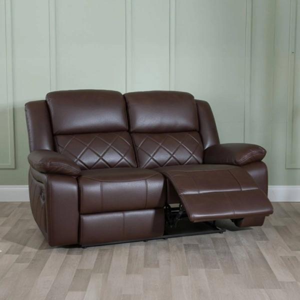 Declo Brown Leather Manual Recliner Sofa
