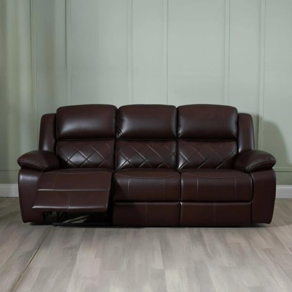 Declo Brown Leather Manual Recliner Sofa