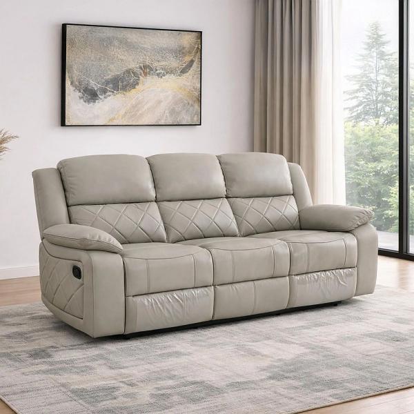Declo Cream Leather Electric Recliner Sofa