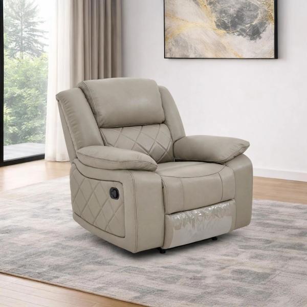 Declo Cream Leather Manual Recliner Sofa