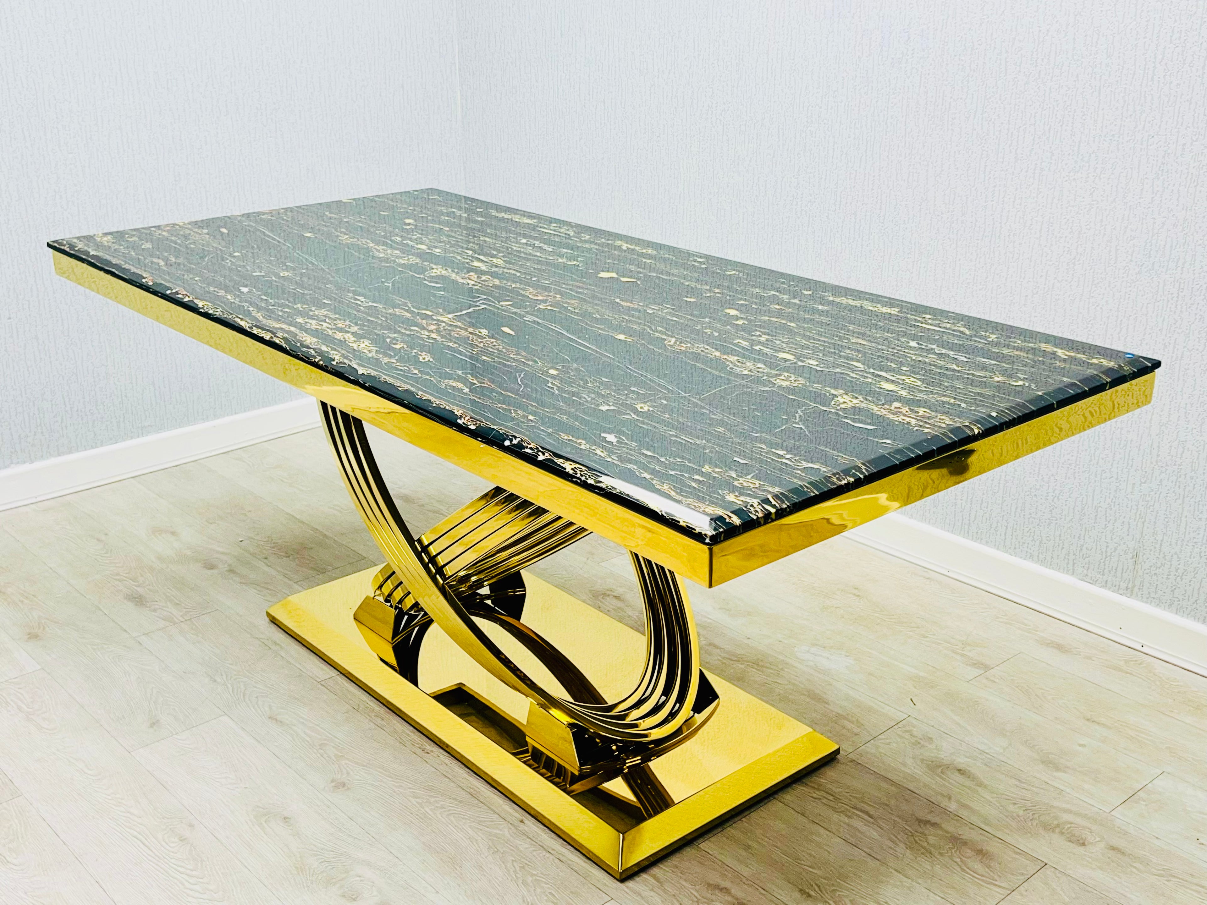 Elina Black Ceramic Marble-Effect Coffee Table - side view