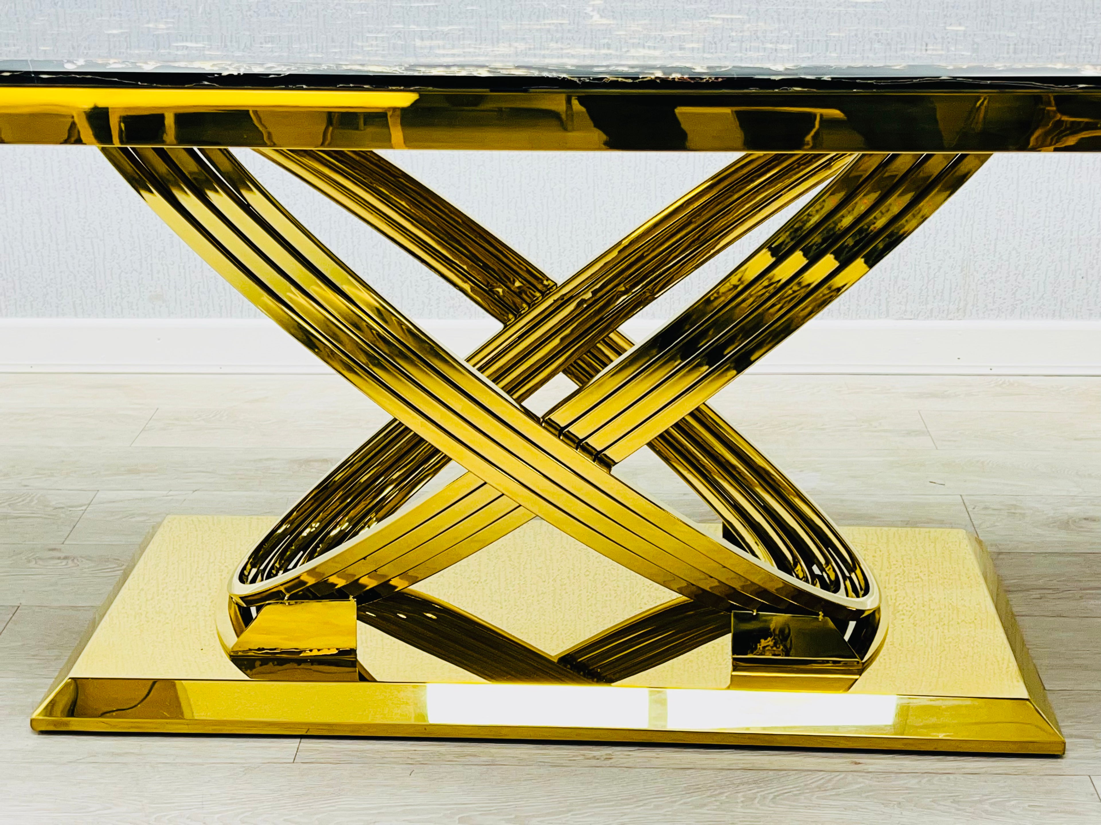 Elina Black Ceramic Marble-Effect Coffee Table - top detail