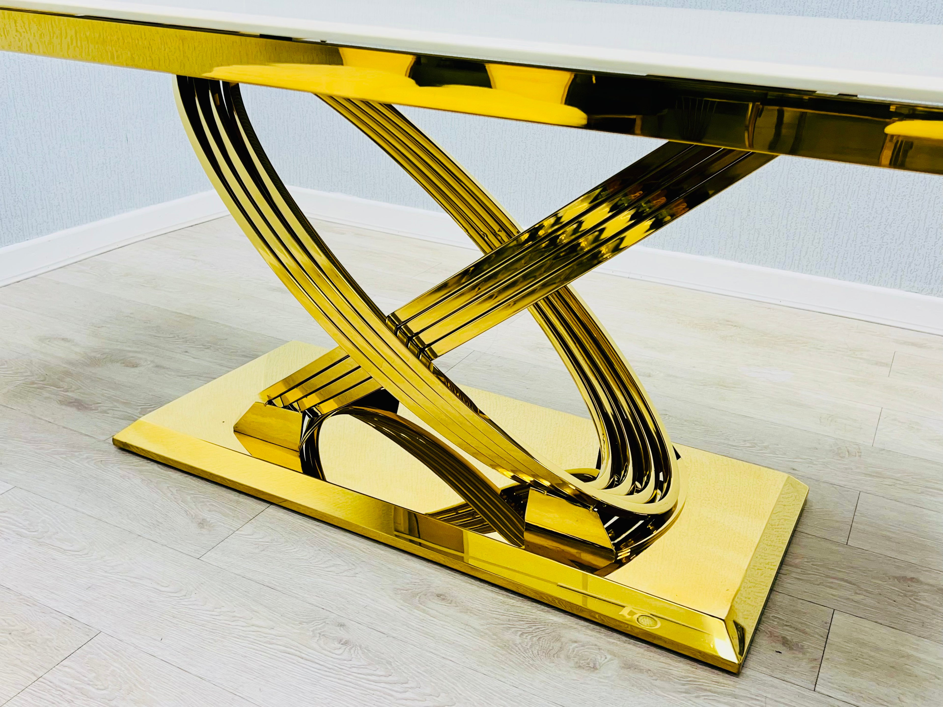 Elina Cream Ceramic Marble-Effect Coffee Table - side view