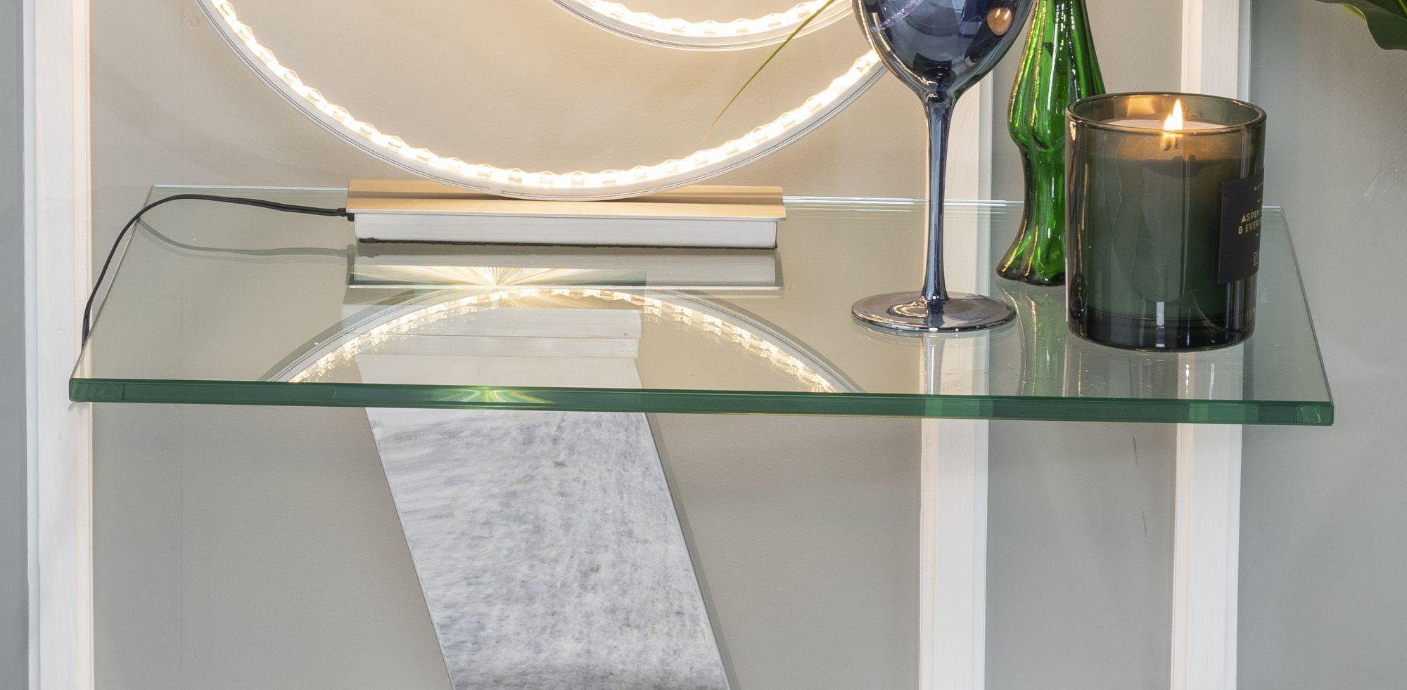 Enzo Clear Glass Chrome Rectangle End Table