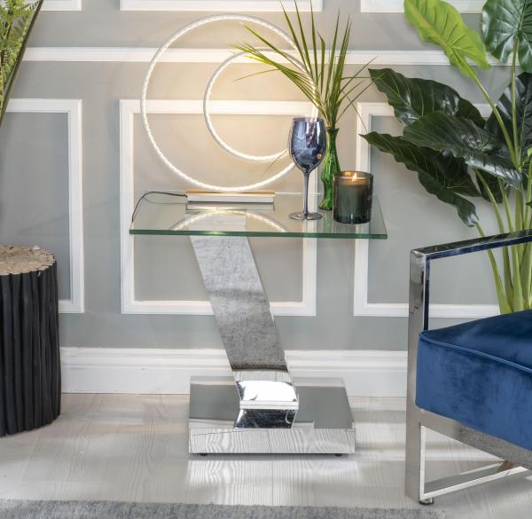 Enzo Clear Glass Chrome Rectangle End Table