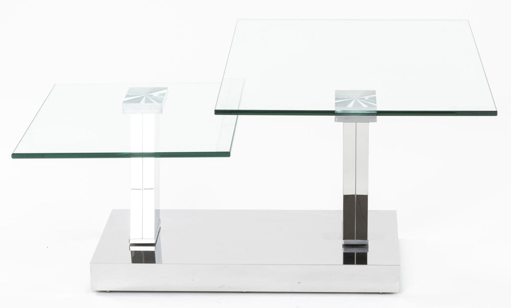 Enzo Clear Glass Chrome Swivel Coffee Table